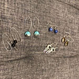 Lot of sterling silver earrings, peridot, lapis, onyx, turquoise